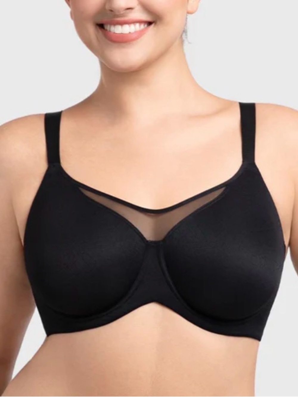 NWT HSIA Cool Comfort Plus Size Underwire Unlined T-shirt Bra SZ 36D Black